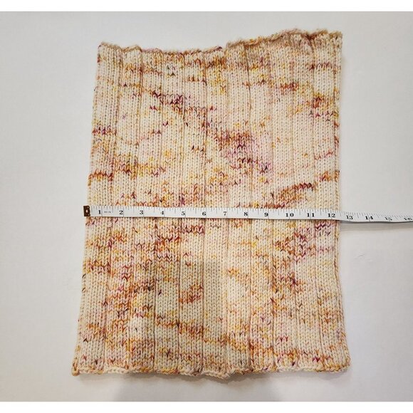 HANDMADE Rib Knit Snood Tube Scarf Cowl Shawl Yellow Variegated Stretch New - Picture 8 of 12